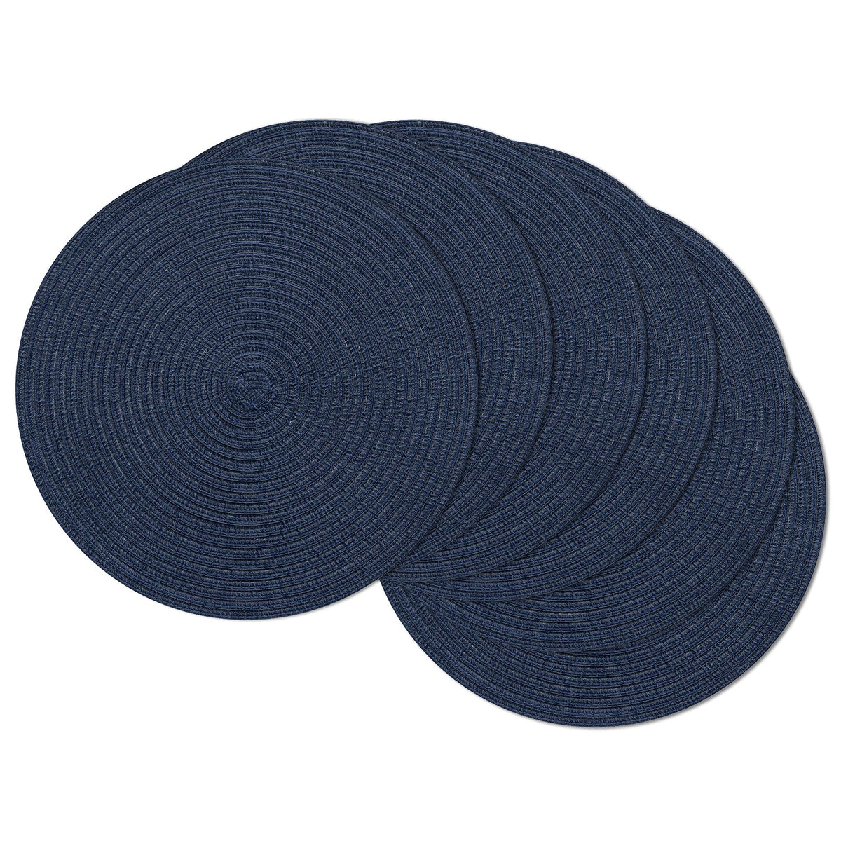 SHACOS 15 inch Round Placemats Set of 6, Cotton Polyester Woven Braided Place Mats, Washable Heat Resistant Circle Table Mats for Dining Table (Beige, 6)