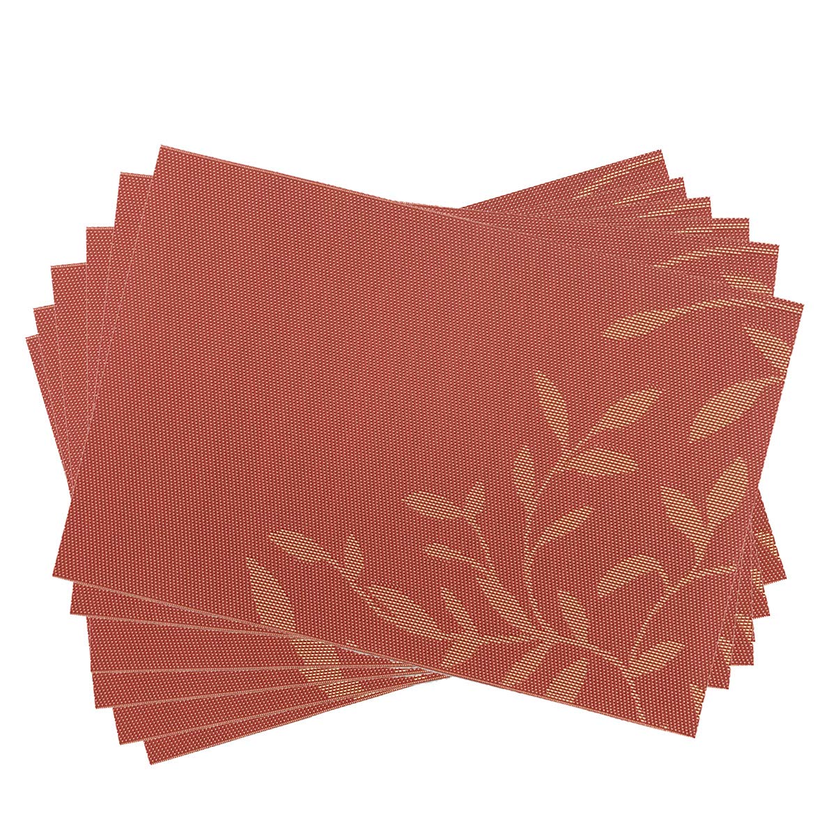 Place Mats PVC Set of 6, Table Placemats Set of 6 PVC Woven Vinyl Place Mats Table Mats Natural Color (6 pcs, Silver Tree)