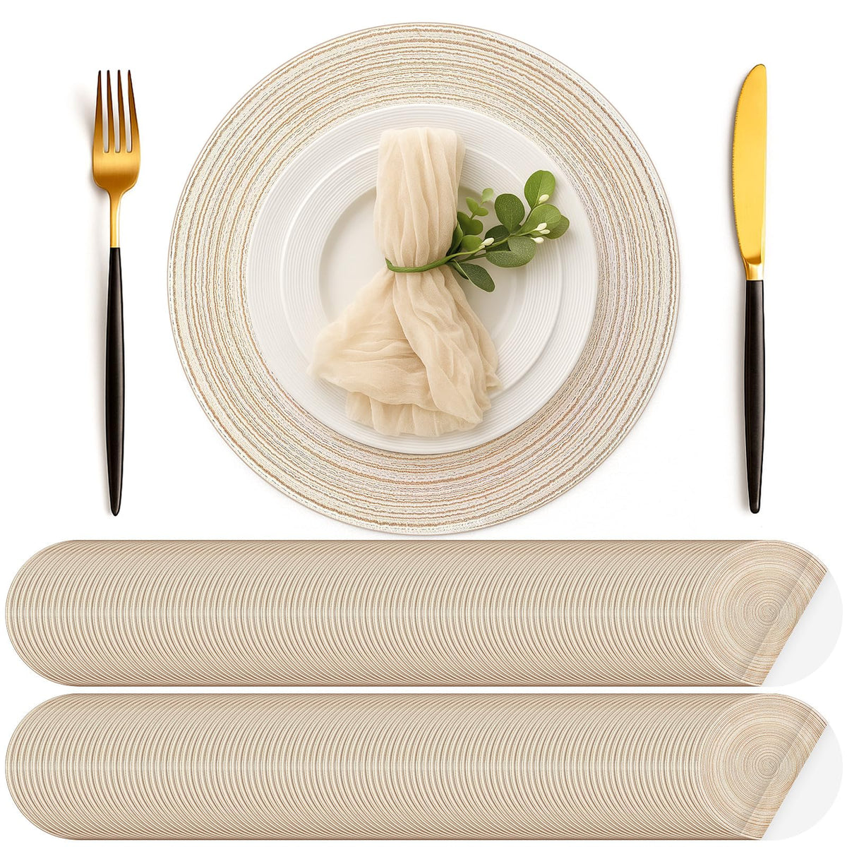 Geosar Disposable Paper Placemat Cotton Woven Look 13''