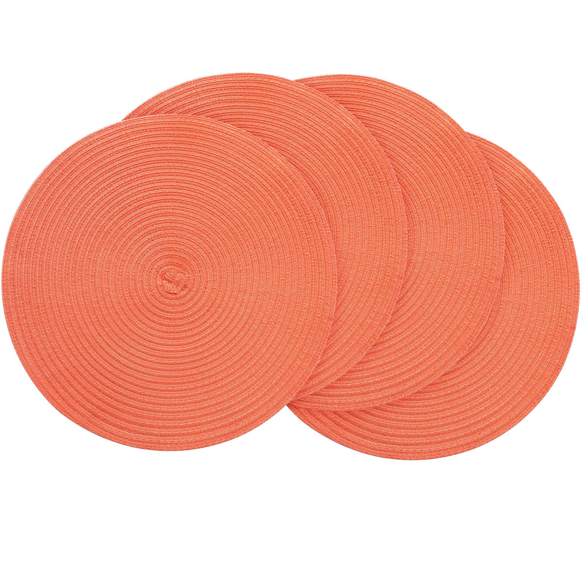 Floroom 15 Inch Round Braided Placemats Set of 4, Washable Heat Resistant Cotton Polyester Circle Place Mats for Kitchen Dining Table - Black