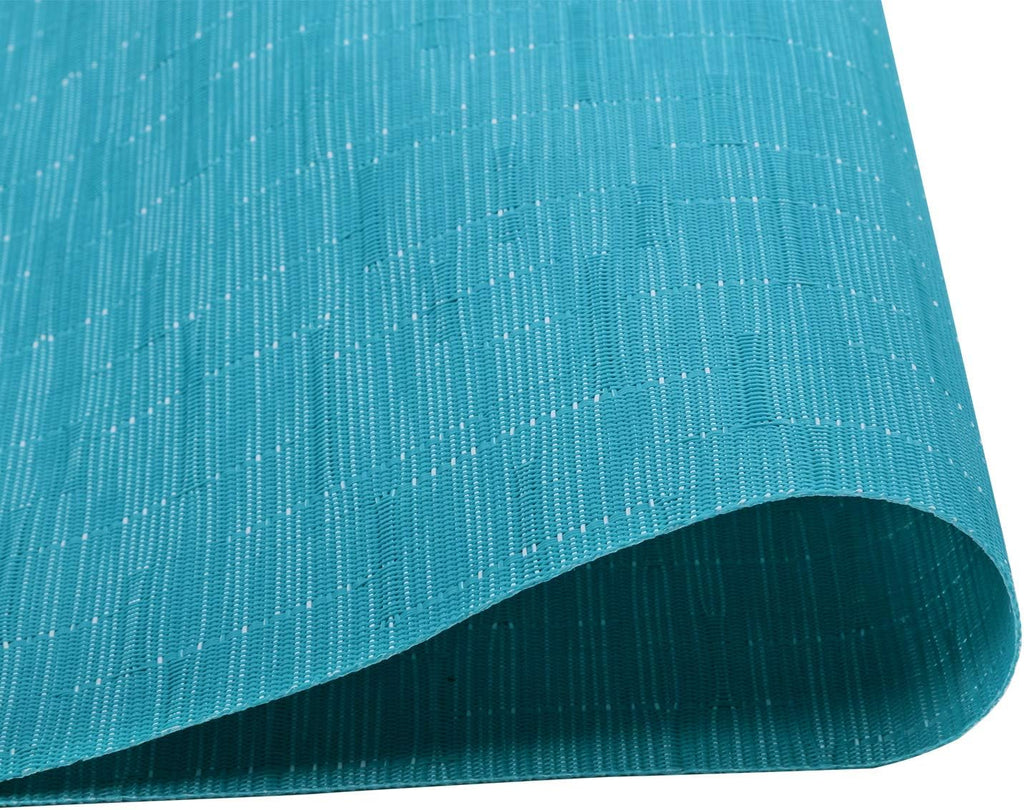 SHACOS Teal Blue Woven Placemats Set of 6 Place Mats for Dining Table
