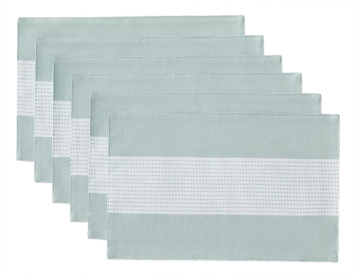 Wracra Linen Placemats, 12 x 18 Inch Set of 4 Placemats, Farmhouse Macrame Place Mats for Kitchen Table and Heat Resistant-Hemstitch Sage Green 4PCS