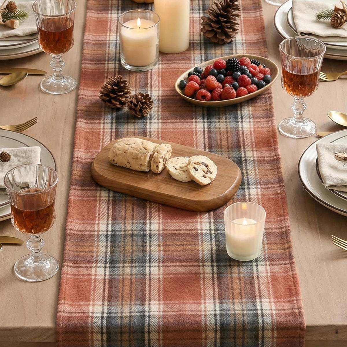Artoid Mode Rust Farmhouse Plaid Fall Table Runner 13x72 Inch