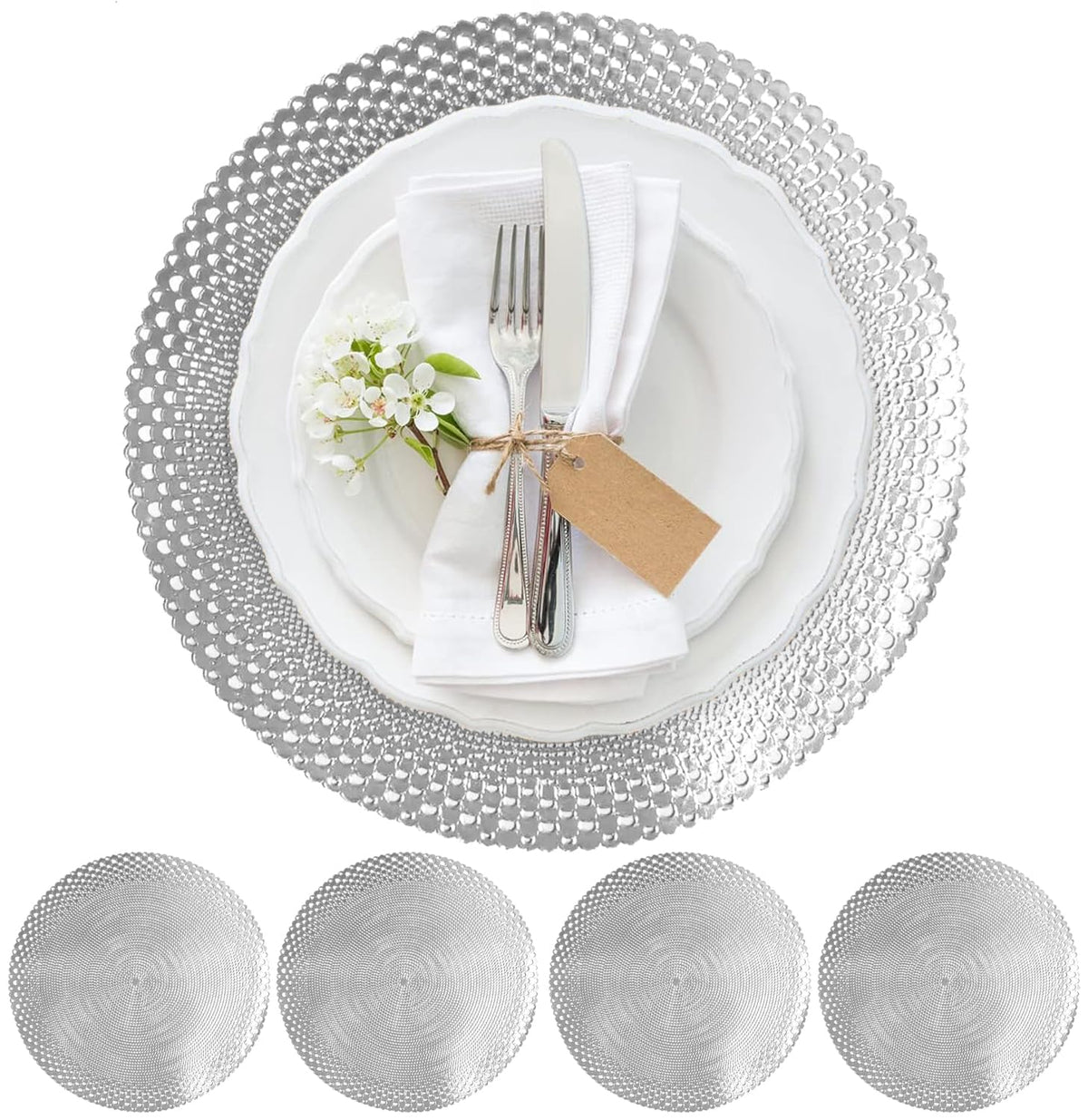 Vinyl Rectangular Placemats Set of 4 - Non Slip Place Mats Ideal for Indoor and Outdoor Dining Table - Washable and Heat Resistant Table Mat for Kitchen Tables (Live Laugh Love)