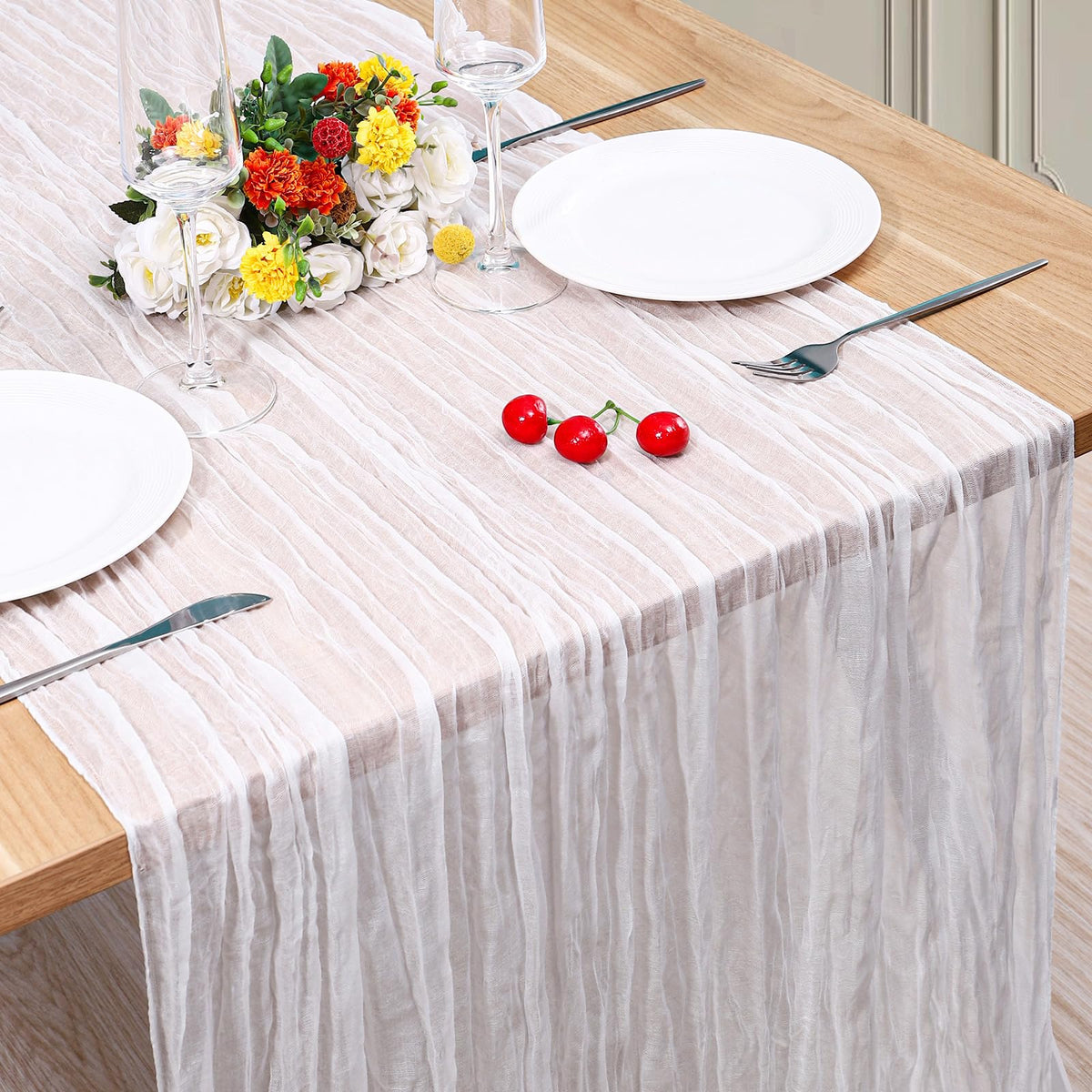12 Pack Cheesecloth Table Runner, Runner Gauze Boho Wedding Decor Romantic Table Runner for Wedding Birthday Party(35" x 118") (Terracotta)