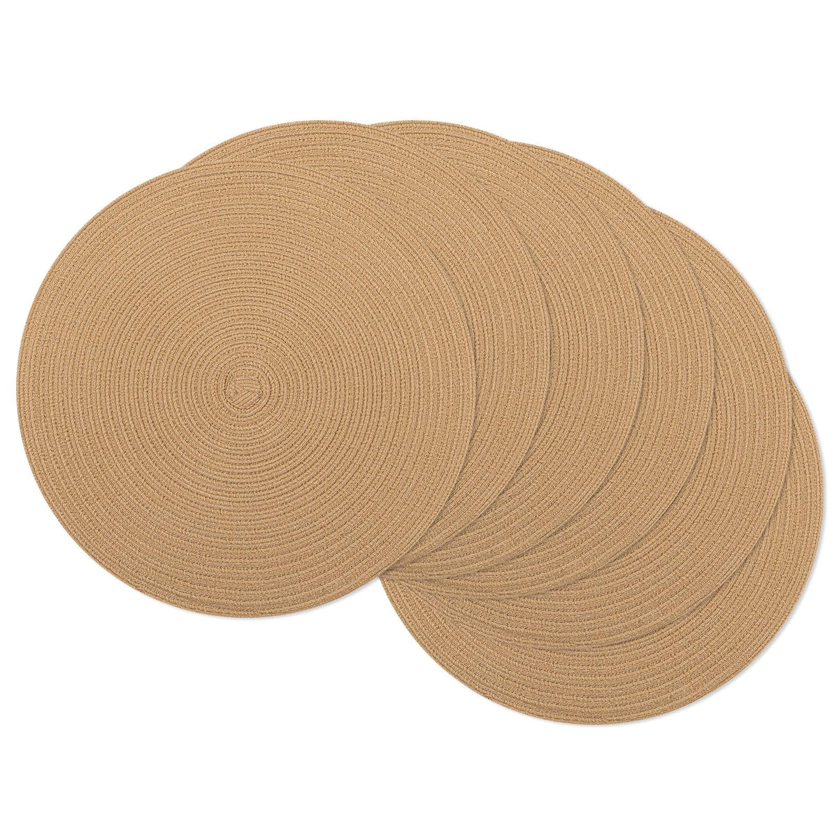 SHACOS Round Braided Placemats Set of 4 Dining Table Placemats 15 inch Circle Place Mats Easy to Clean Table Mats Indoor Outdoor, Blue Gray