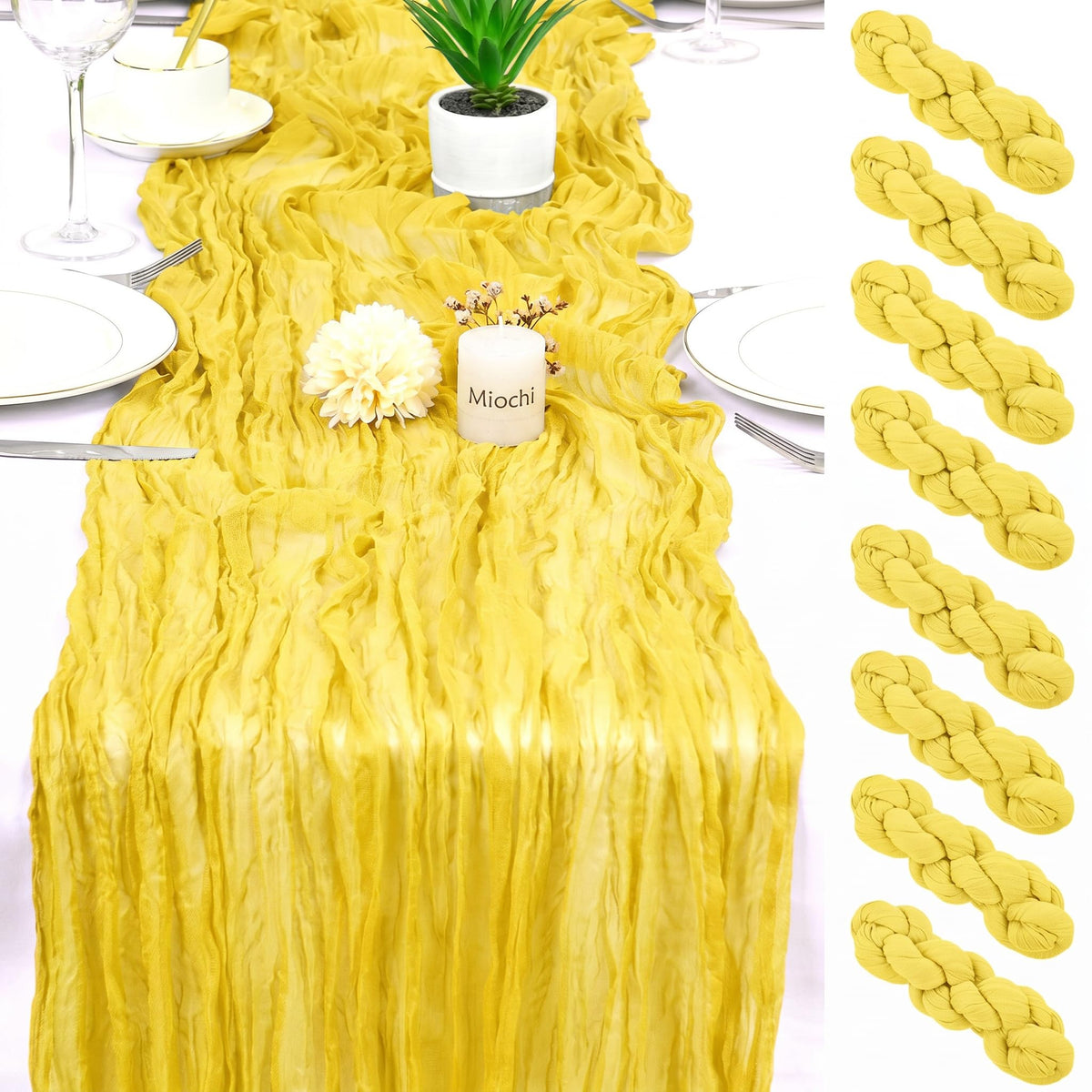 8 Pack Sage Green Cheesecloth Table Runner 17x108 inch Boho Gauze Cheese Cloth Table Runners for Wedding Party Baby Bridal Shower Home Decor