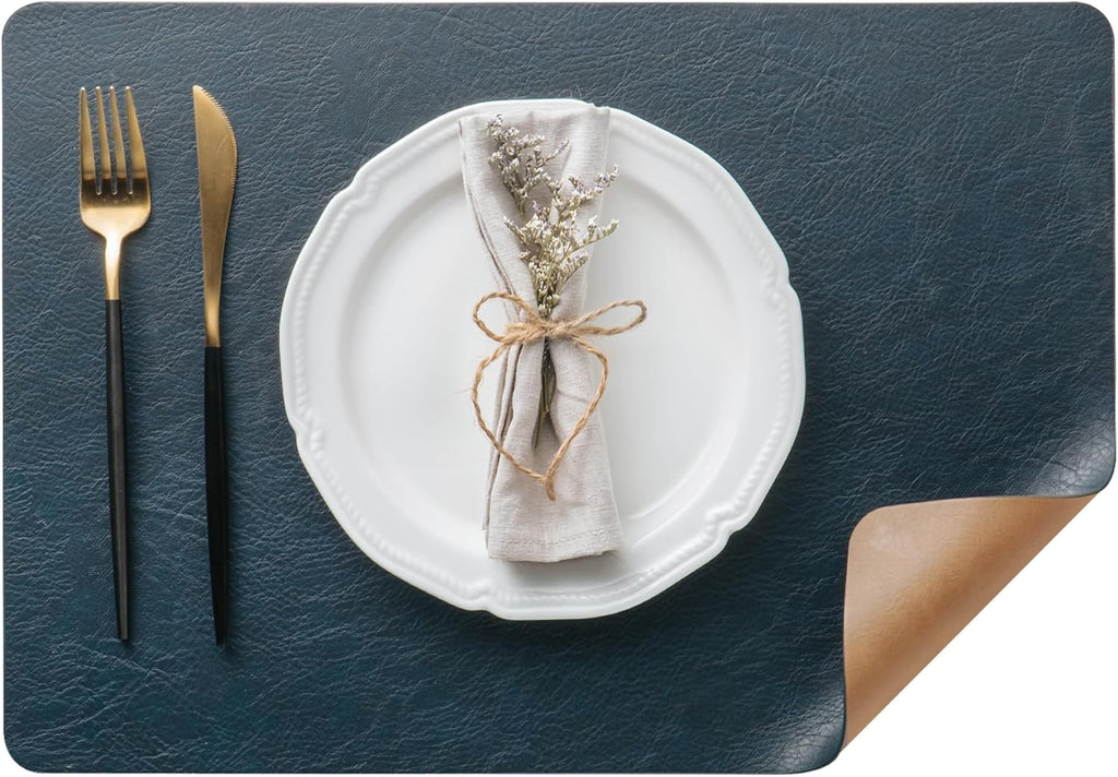 DOLOPL Placemats Set of 8, Reversible Dual-Color Faux Leather Place Mats