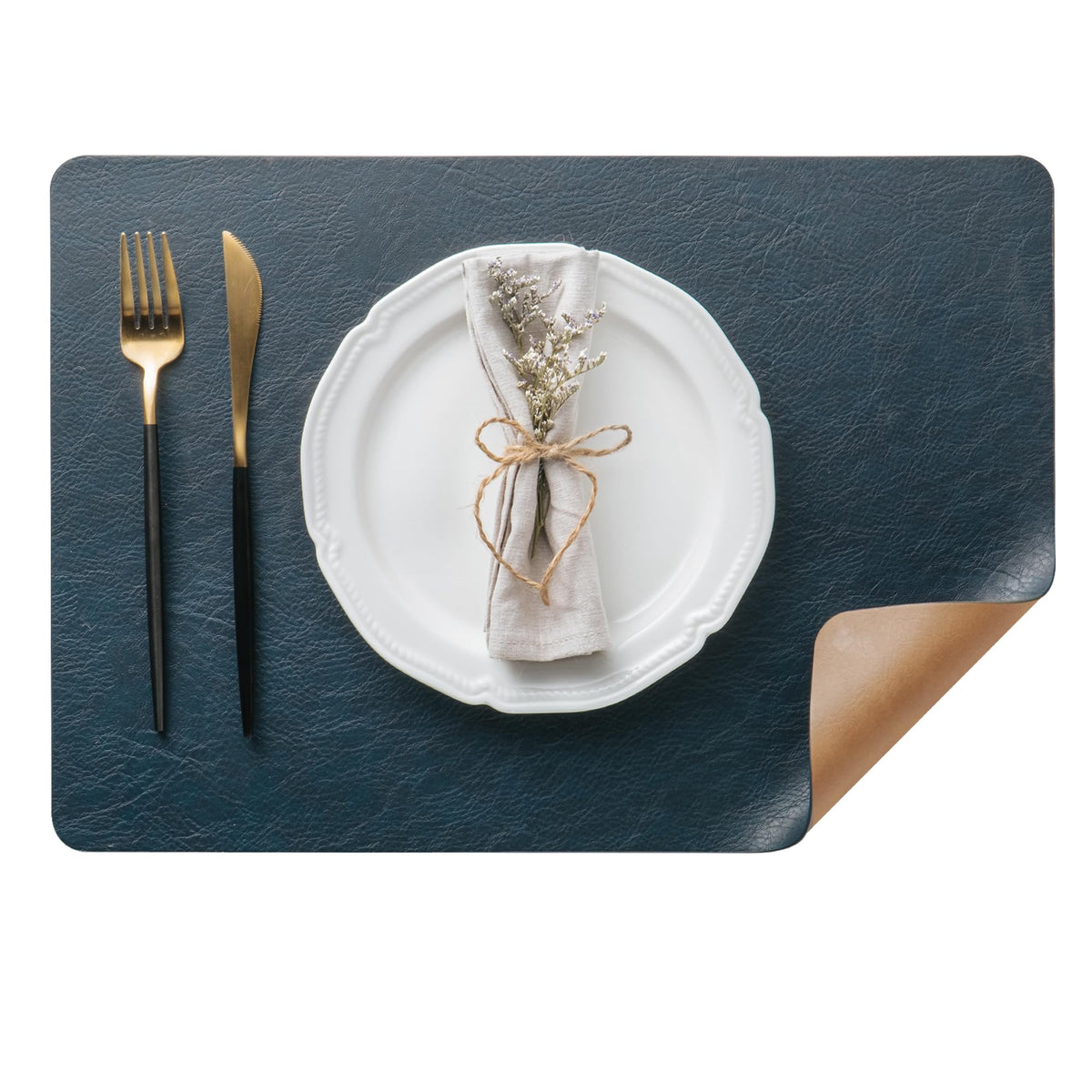 DOLOPL Placemats Set of 8, Reversible Dual-Color Faux Leather Place Mats