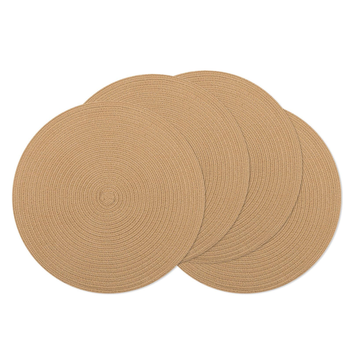 SHACOS Round Braided Placemats Set of 4 Dining Table Placemats 15 inch Circle Place Mats Easy to Clean Table Mats Indoor Outdoor, Blue Gray