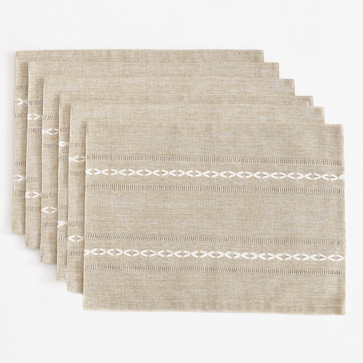 Wracra Cotton Linen Place Mats, Sage Green Embroidered Placemats Set of 4