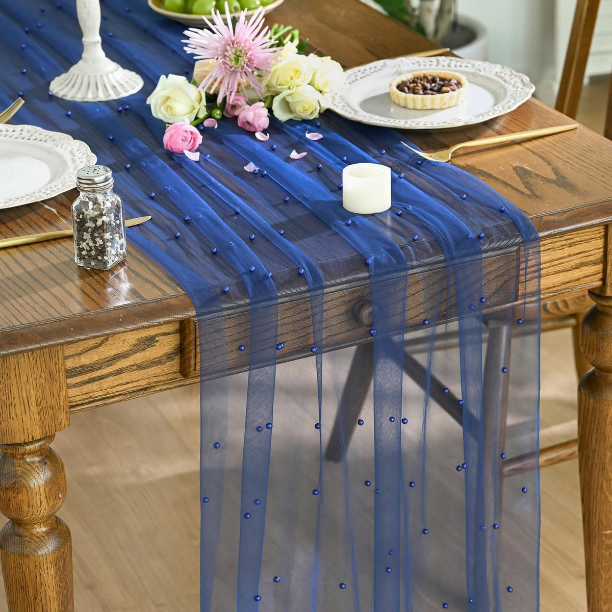 Artoid Mode 6-Pack Pearl Beige Gauze Table Runner 10FT Home Decor