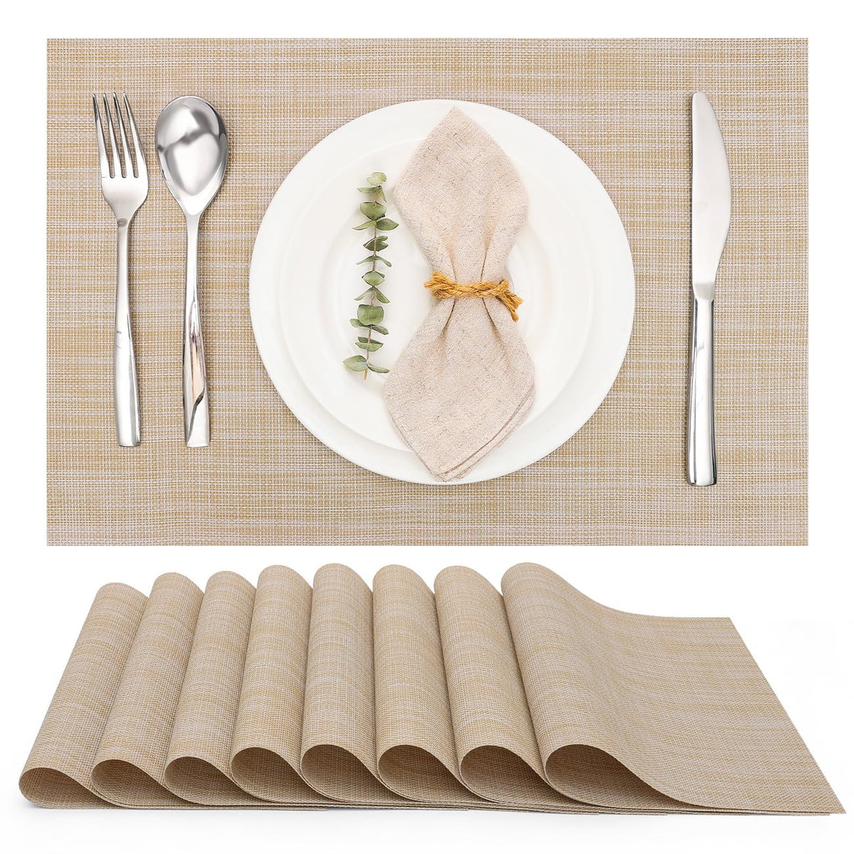 Myir JUN Orange Placemats Set of 8 for Dining Table Thanksgiving Placemats