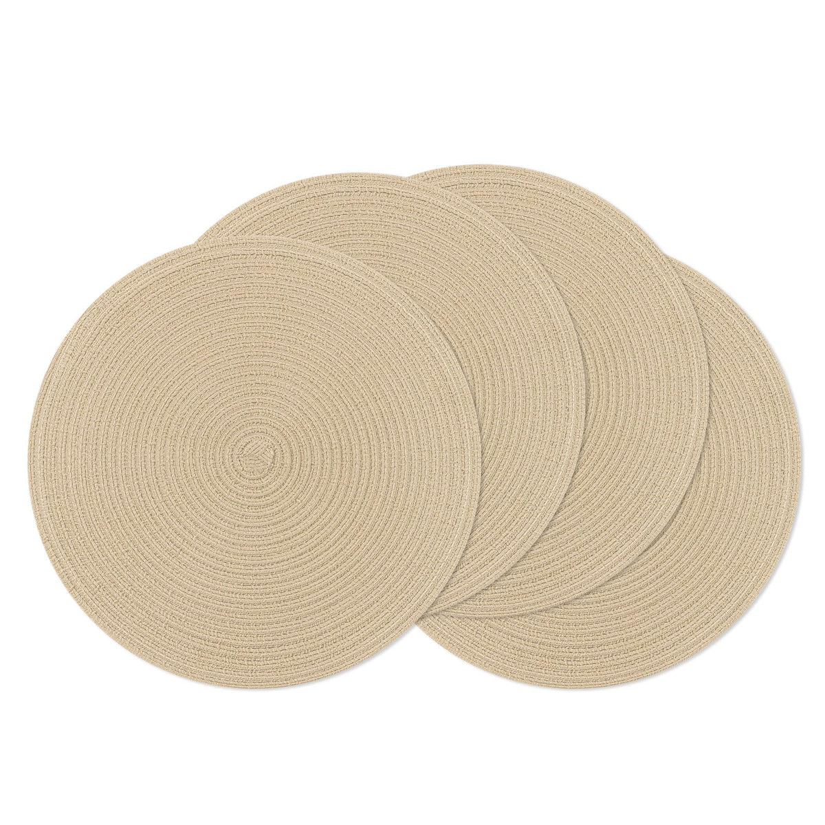 SHACOS Round Braided Placemats Set of 4 Dining Table Placemats 15 inch Circle Place Mats Easy to Clean Table Mats Indoor Outdoor, Blue Gray