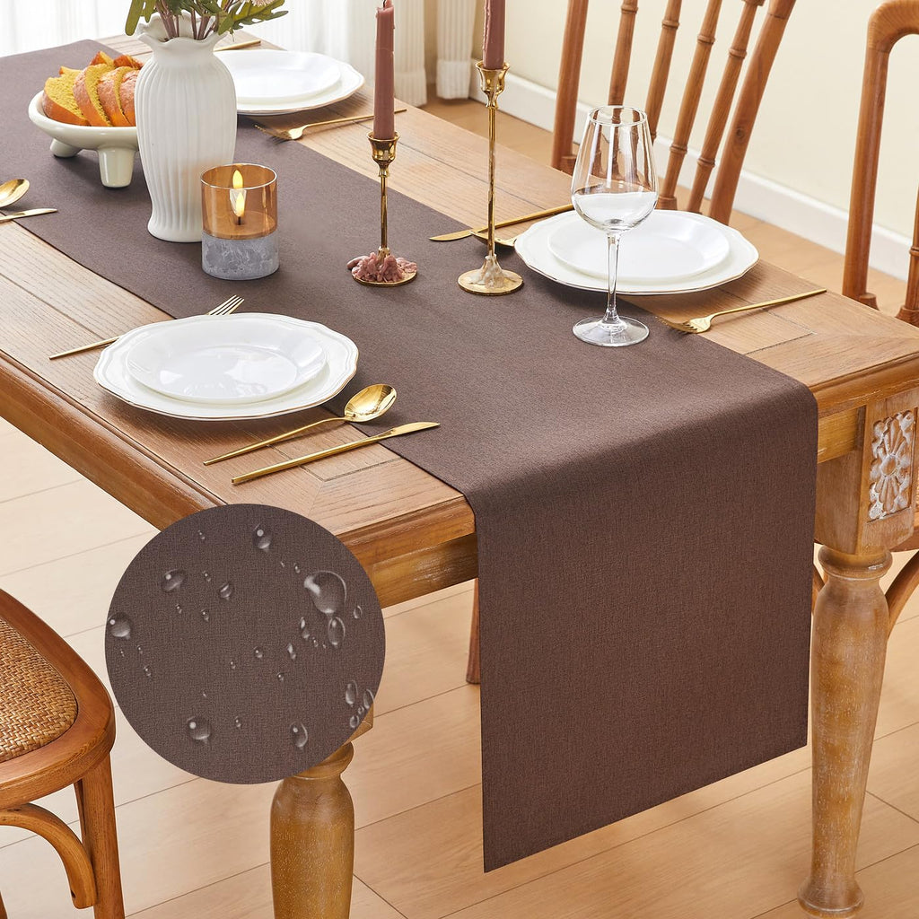YATOJUZI Cream Table Runner Seasonal Kitchen Dining Coffee Table Decorations Beige Neutral Waterproof Farmhouse Table Runners Rustic Wedding Birthday Party Home Decor 16x71Inch