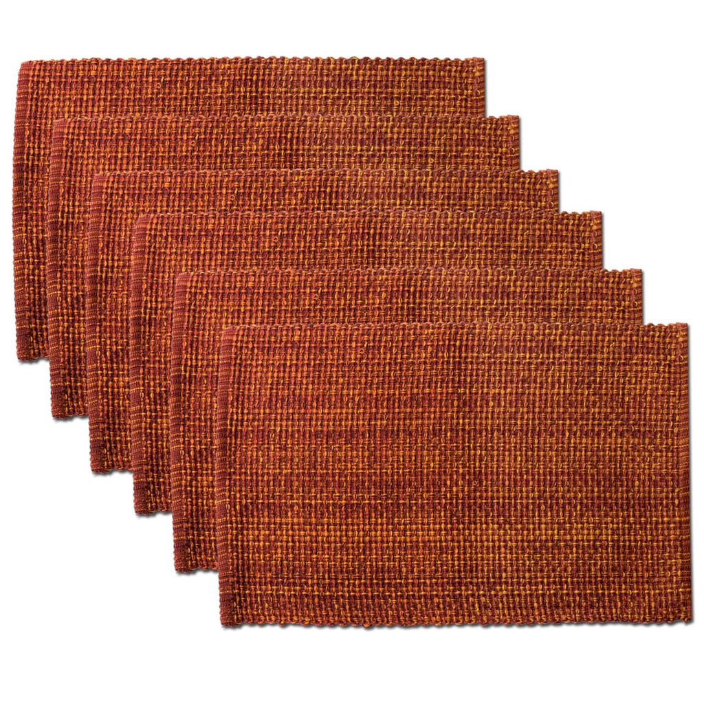 Sweet Home Collection 100% Cotton Placemats for Dining Room Rectangle Two Tone Woven Fabric 13" x 19" Soft Durable Table Mat Set, Set of 6, Eggshell