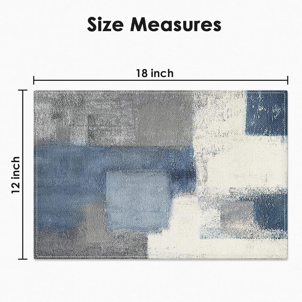 Emvency Farmhouse Placemats Set of 4, 12x18 Inch, Abstract Blue Grey