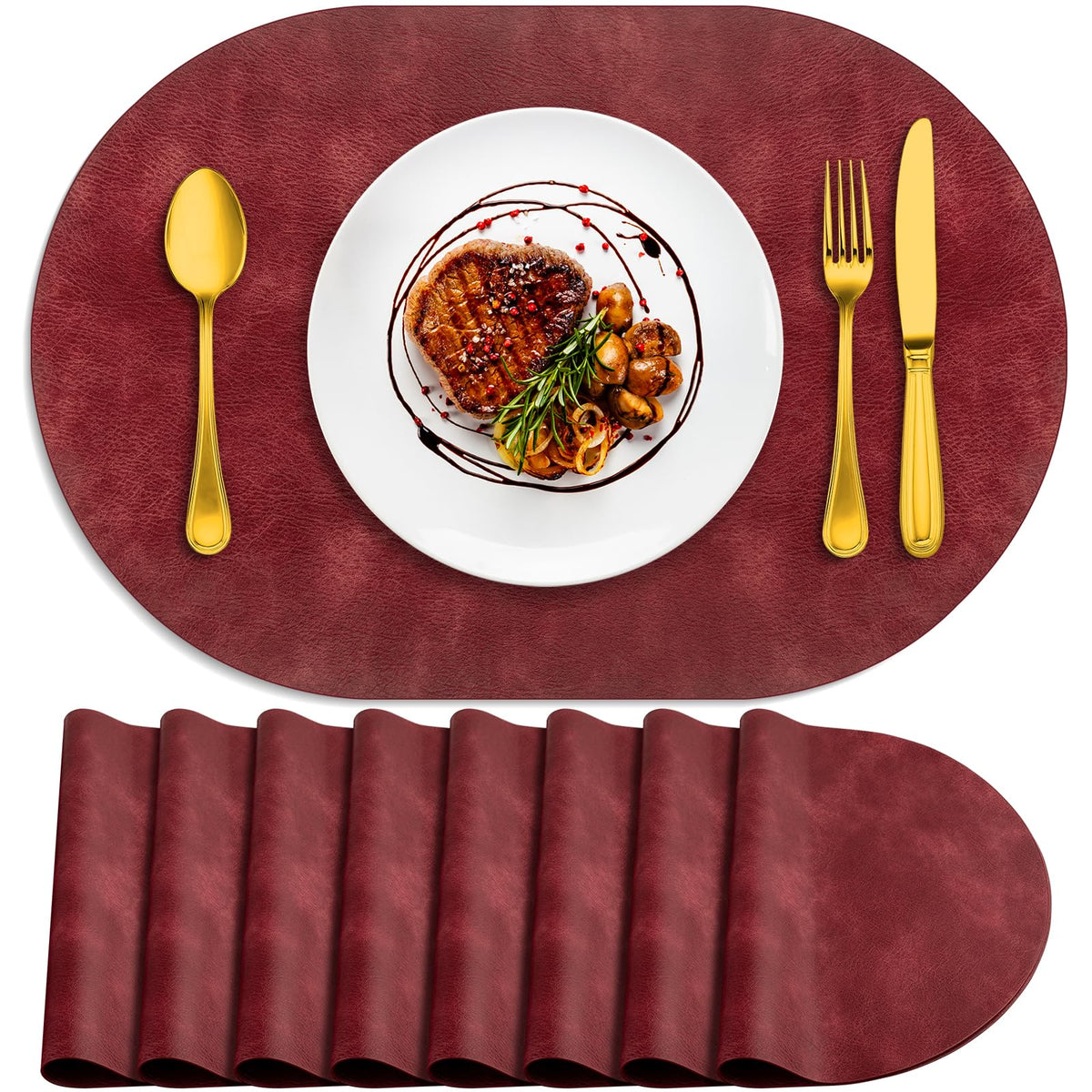 ADRIMER Placemats, Heat Resistant Oval Place Mats Set of 4 Easy to Clean