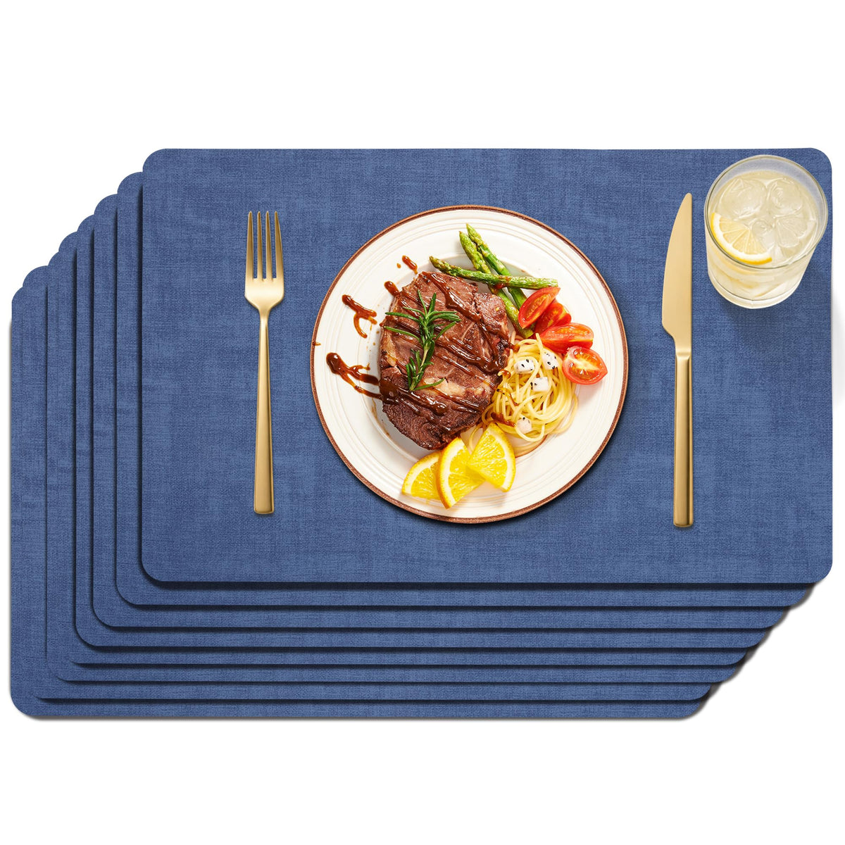 Maxpearl Faux Leather Placemats Set of 6, Easy to Clean, Beige