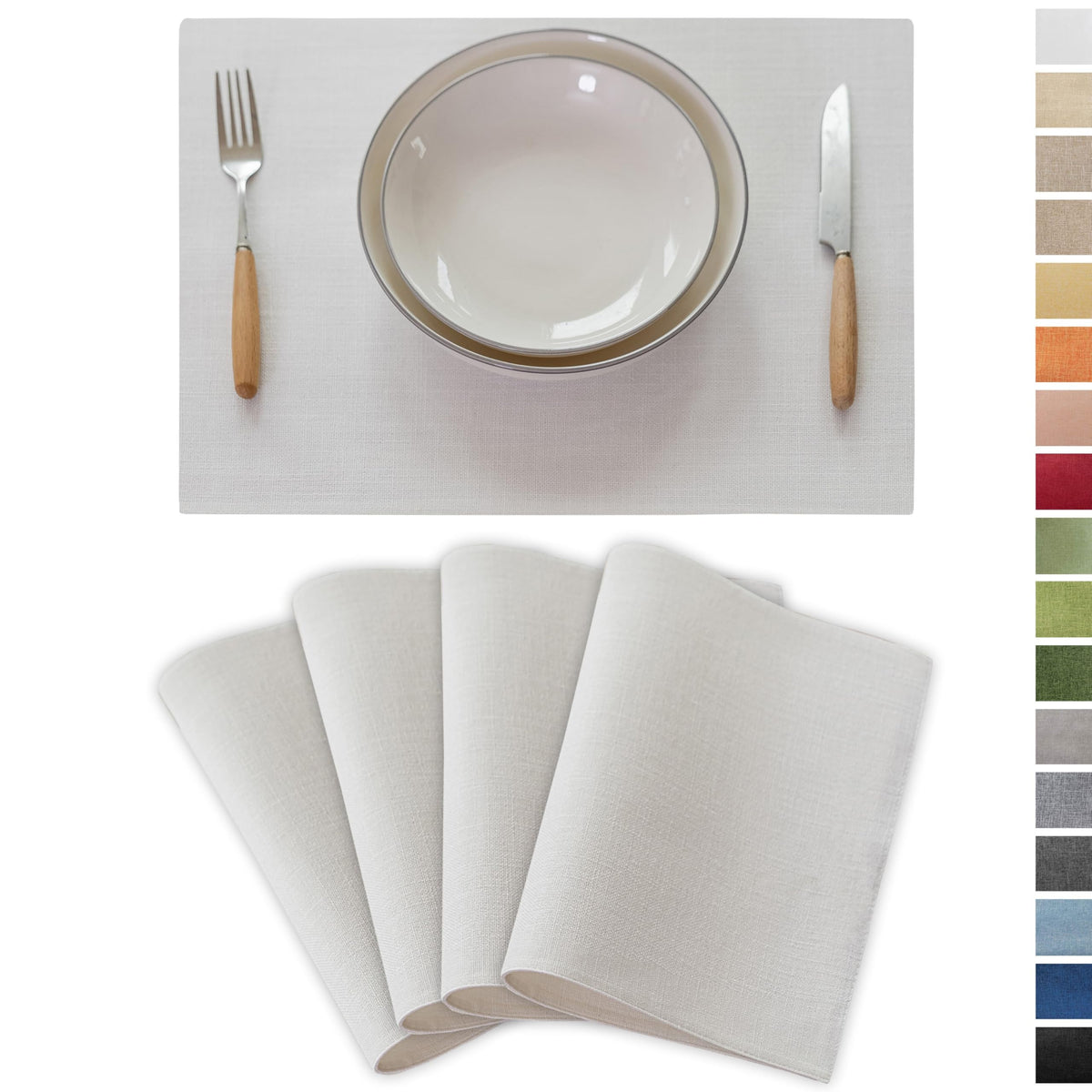 Demetex Cloth Placemats Green Set of 4 Vintage Textured Linen Place Mats Heat Resistant Plate Placemat for Kitchen Dinning Table, Green