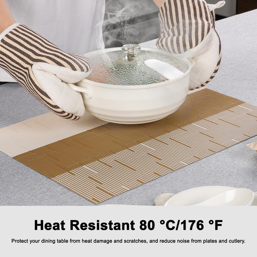 Placemats Set of 8, Vinyl Woven Heat-Resistant Place Mats