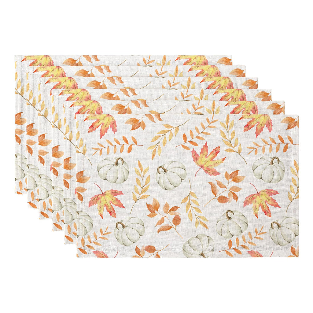 QIYI Boho Table Placemats Set of 4, 12"x18" Linen Place Mats, Wildflowers
