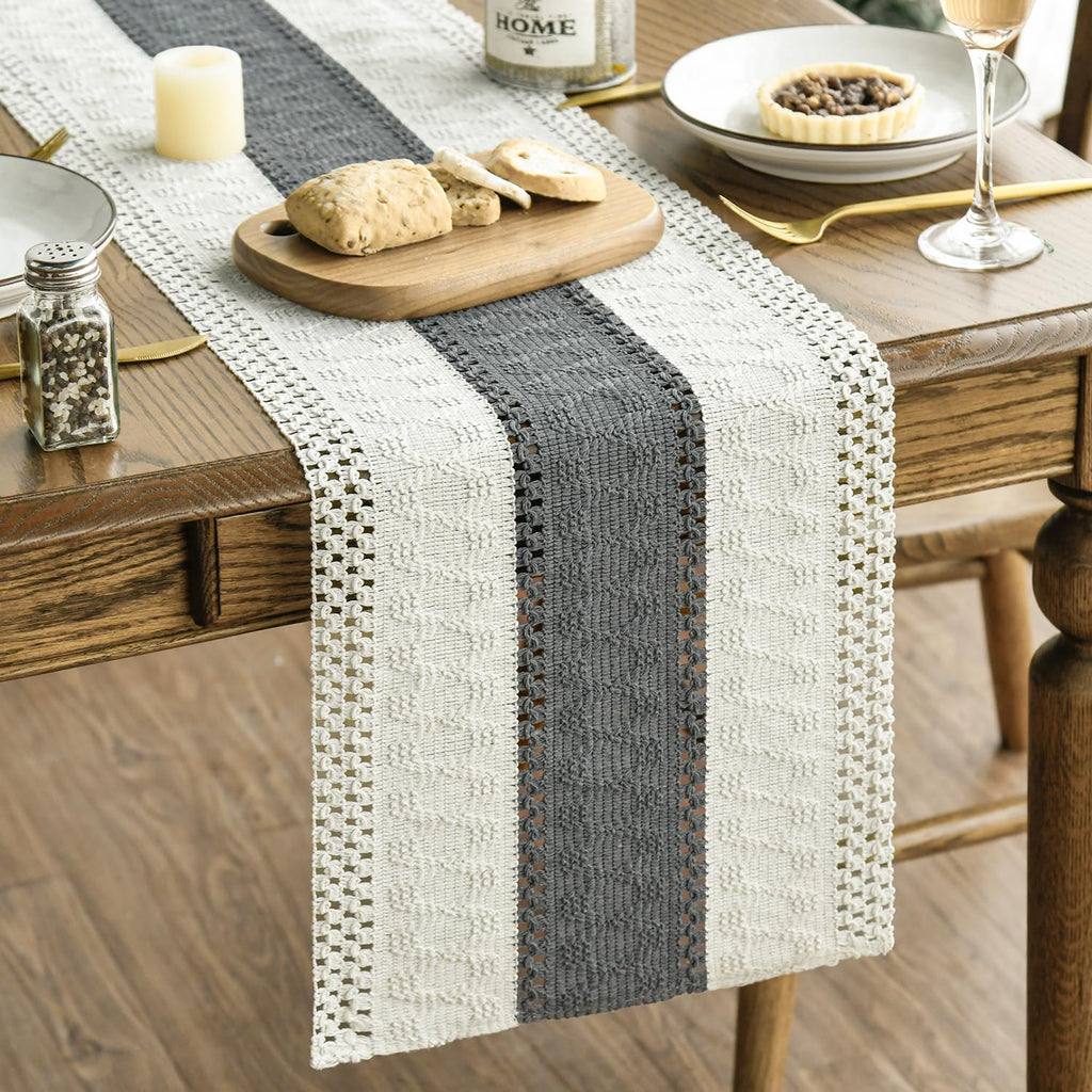 Artoid Mode Dark Grey Farmhouse Rustic Table Runner 12x72 Inch