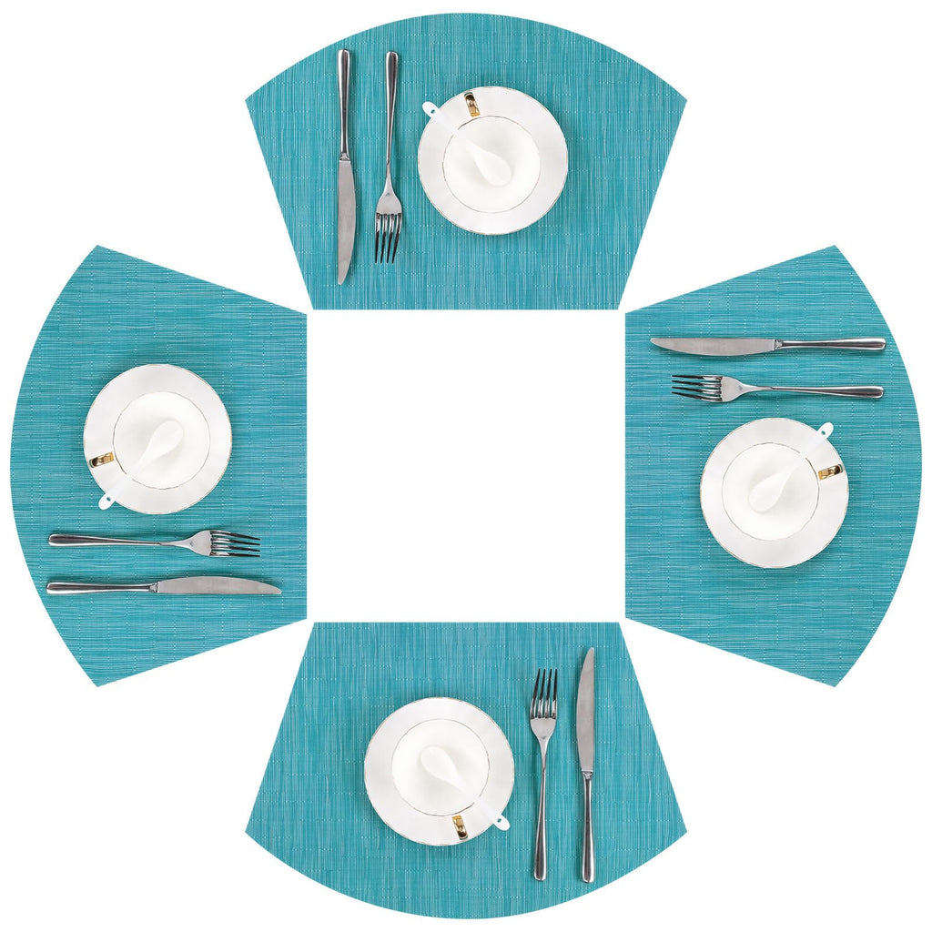 SHACOS Wedge Shape Placemats Set of 4 Woven Vinyl Placemat for Round Table