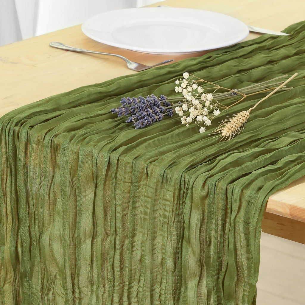 3 Pack Sage Green Cheesecloth Table Runner 120 Inch Boho Wedding Decor