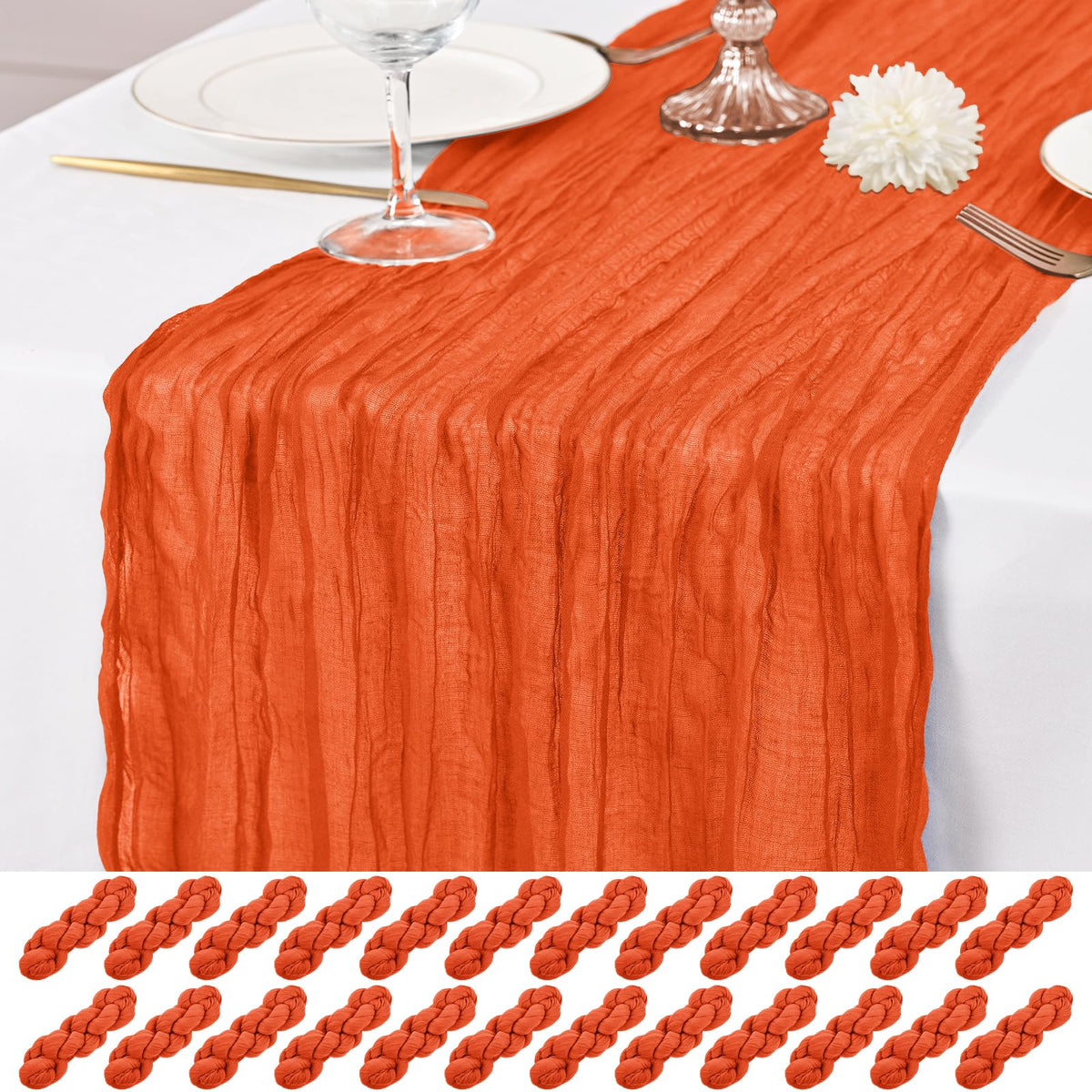 12 Pack Ivory Table Runner 10Ft Cheesecloth Table Runner Rustic Gauze Table Runners Romantic Long Cream Sheer Fabric Cheese Cloth Table Runners for Wedding Party Bridal Baby Shower