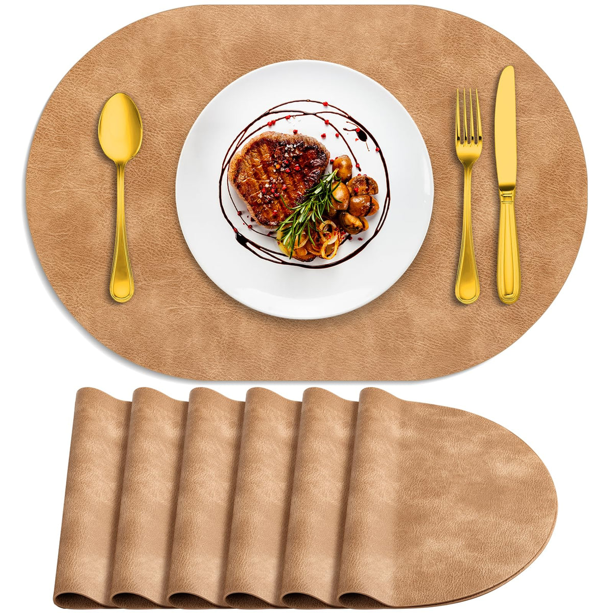 ADRIMER Placemats, Heat Resistant Oval Place Mats Set of 4 Easy to Clean
