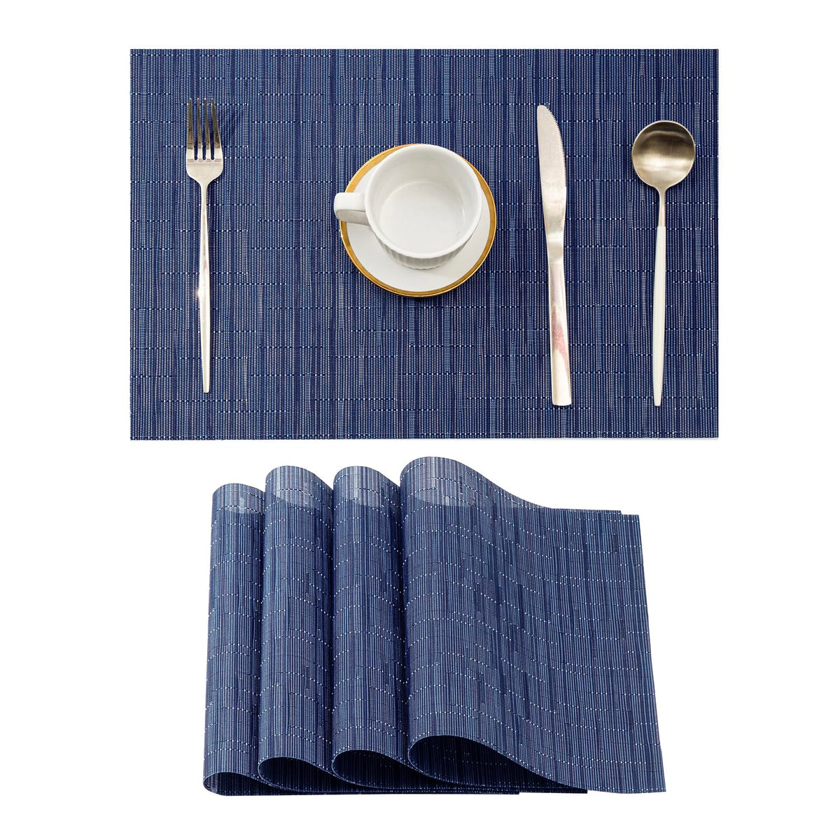 Leetaltree Light Brown Placemats Set of 8 - Heat Resistant Woven Vinyl