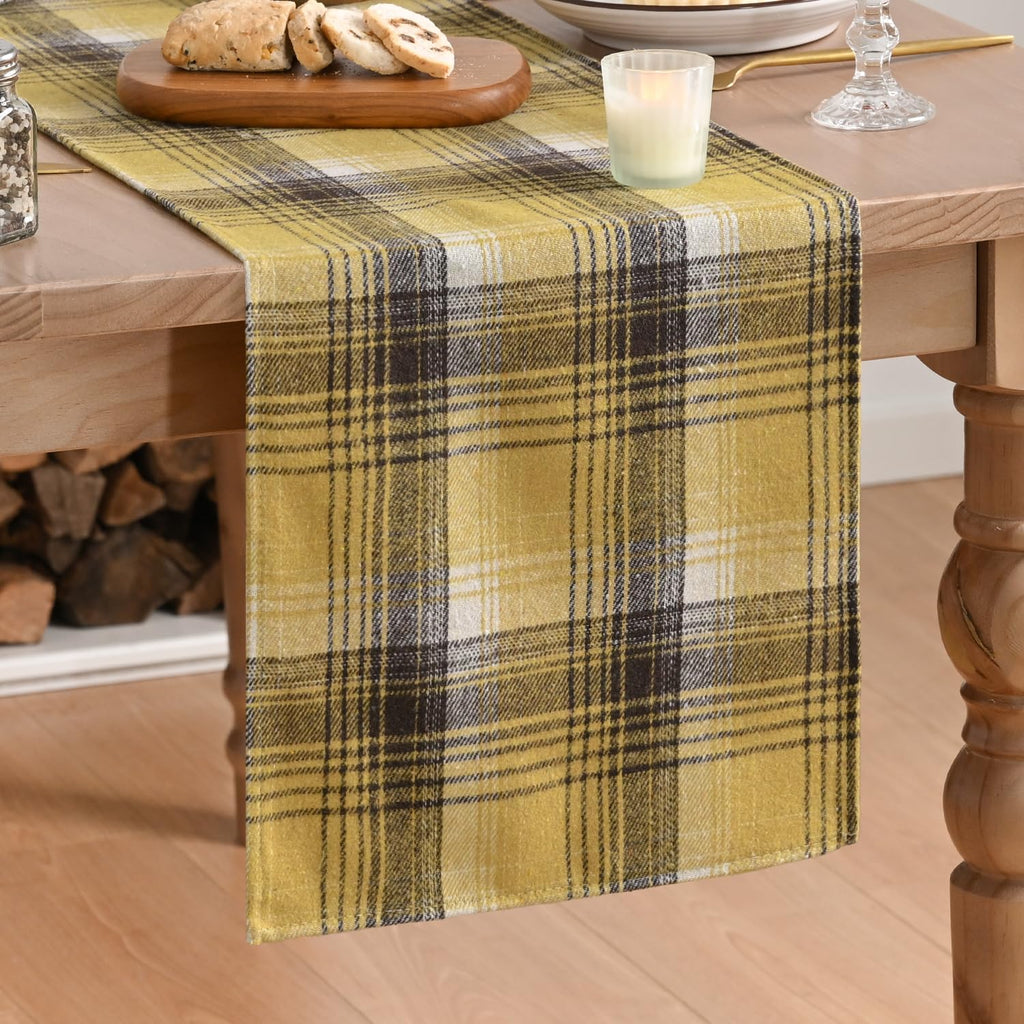 Artoid Mode Rust Farmhouse Plaid Fall Table Runner 13x72 Inch