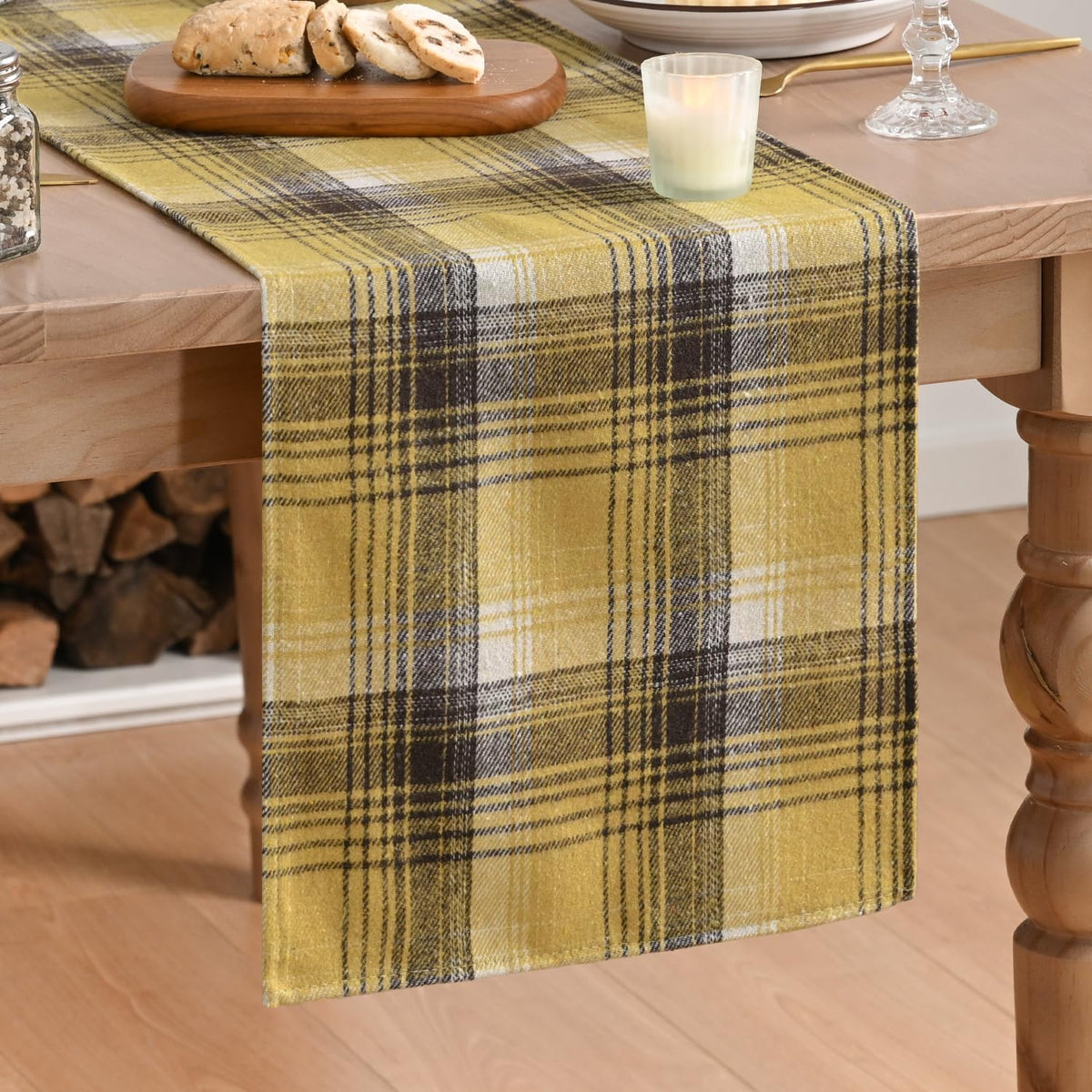 Artoid Mode Rust Farmhouse Plaid Fall Table Runner 13x72 Inch