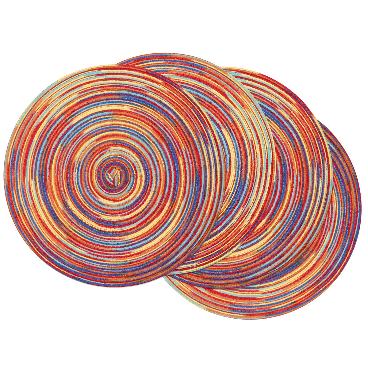 SHACOS 15 inch Round Placemats Set of 6, Cotton Polyester Woven Braided Place Mats, Washable Heat Resistant Circle Table Mats for Dining Table (Beige, 6)