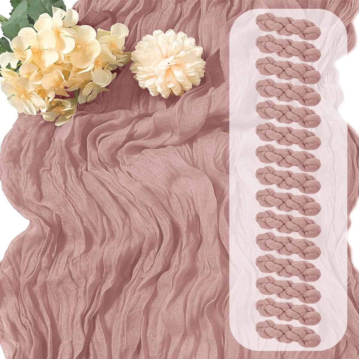 15 Pack Terracotta Cheesecloth Table Runner 17 x 108 inch Cheese Cloth Table Runners 9ft Terracotta Table Runner Rustic Romantic Sheer Gauze Runner for Wedding Party Baby Shower Table Decoration