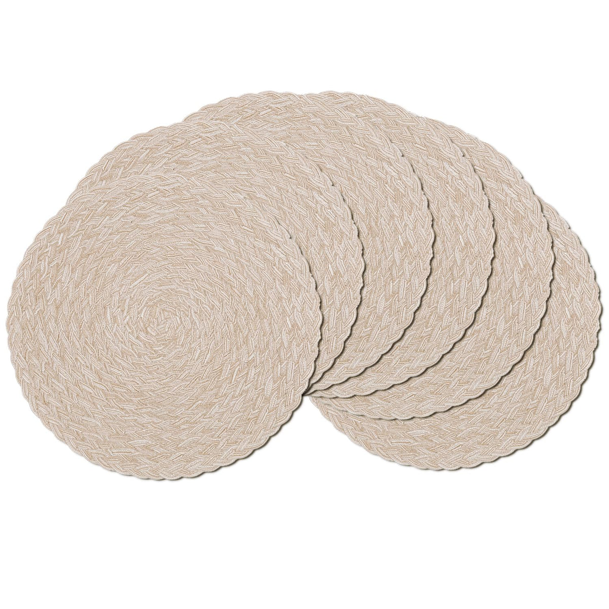 SHACOS Round Braided Placemats Set of 4 Dining Table Placemats 15 inch Circle Place Mats Easy to Clean Table Mats Indoor Outdoor, Blue Gray