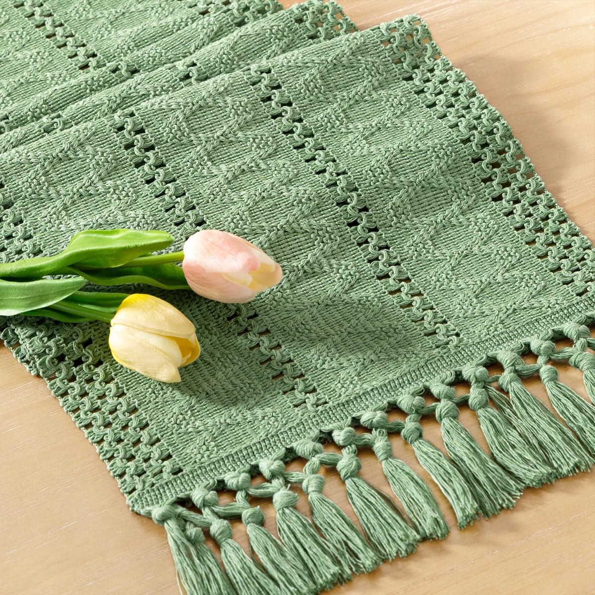 Boho Table Runner Fall Farmhouse Burlap Dining Dresser Scarf Home Decor
