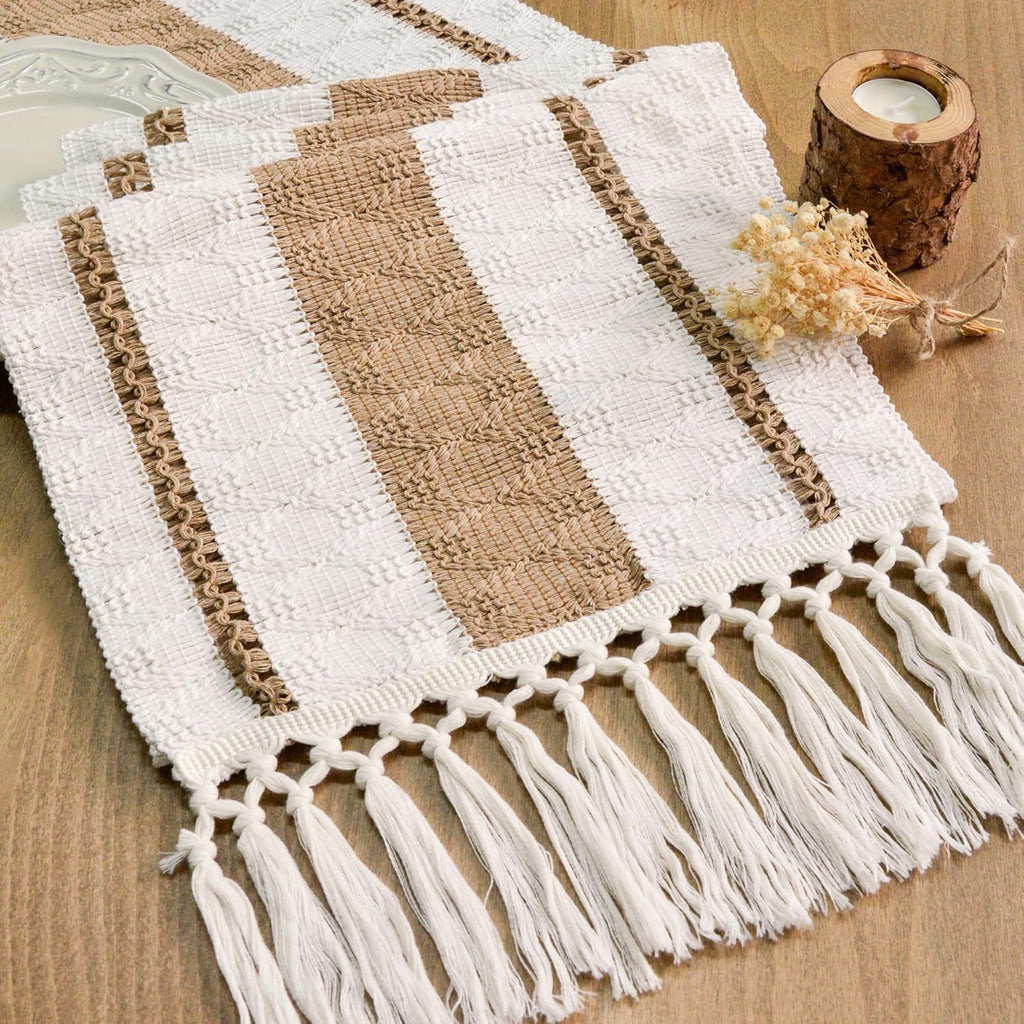 FEXIA Boho Table Runner for Fall Home Decor 12x108 Rustic with Tassels