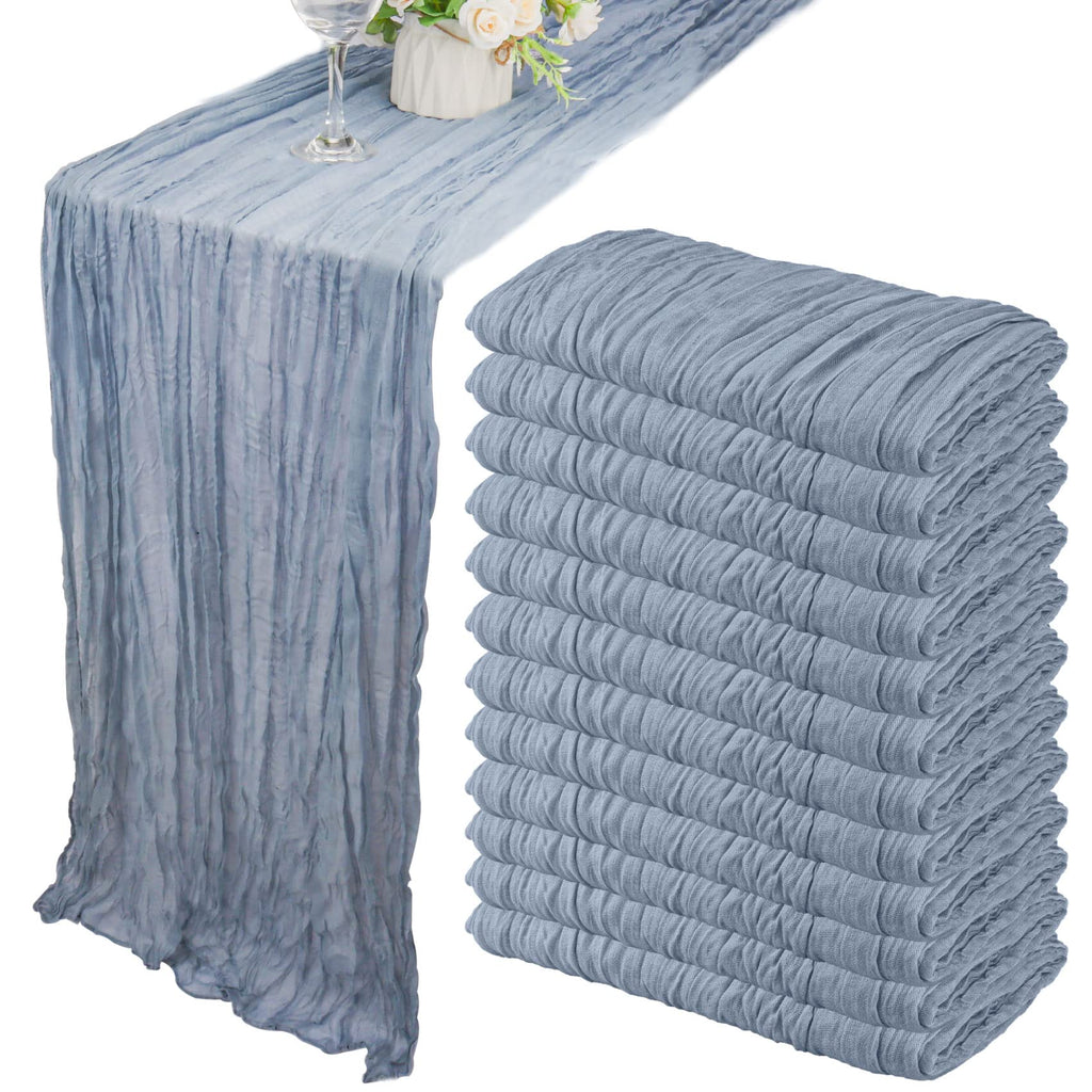 35x72 Inch Sage Green Cheesecloth Table Runner Fall Boho Wedding Decor