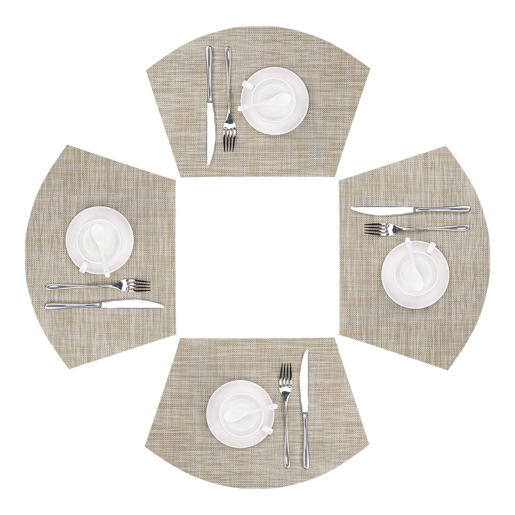 SHACOS Wedge Shape Placemats Set of 4 Woven Vinyl Placemat for Round Table