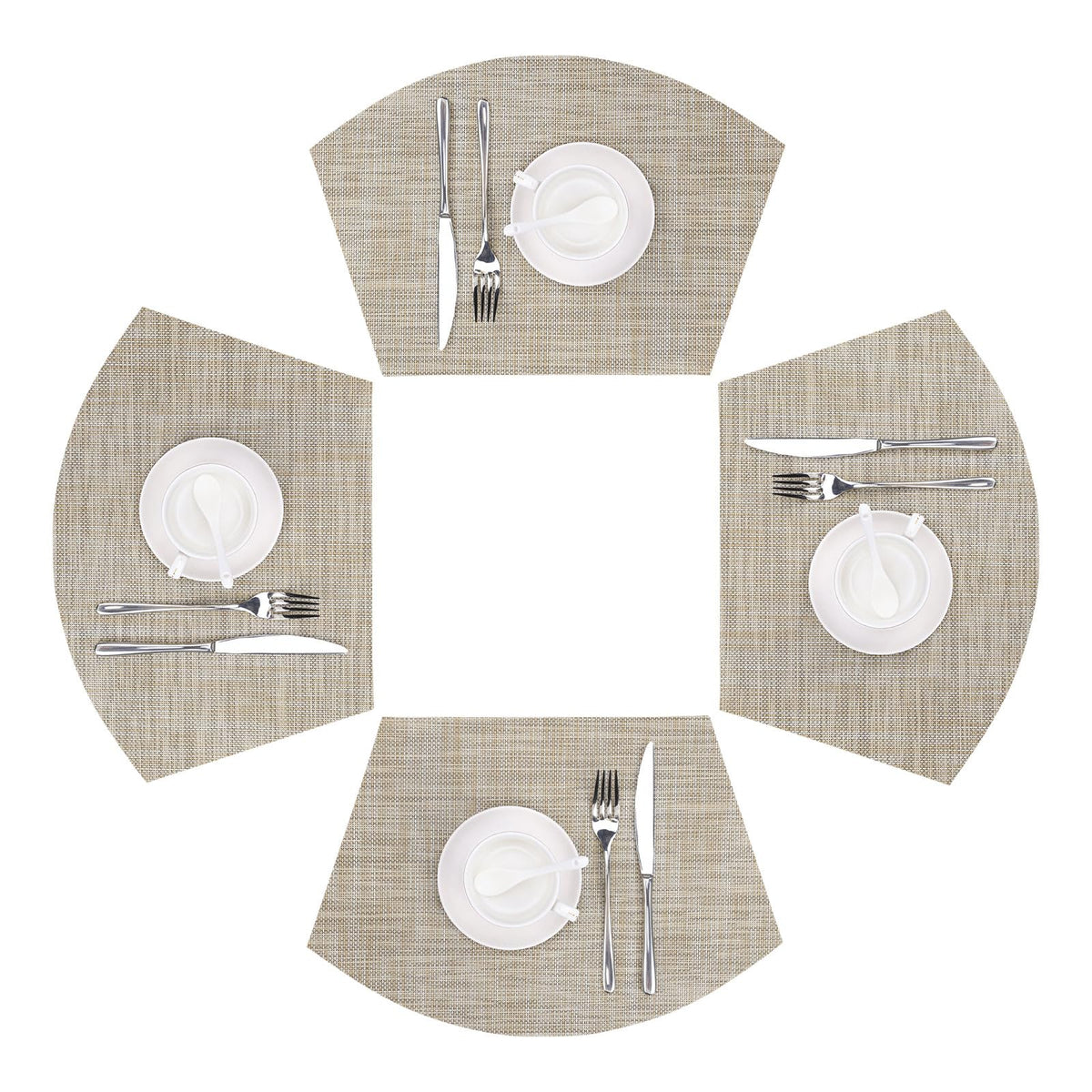 SHACOS Wedge Shape Placemats Set of 4 Woven Vinyl Placemat for Round Table
