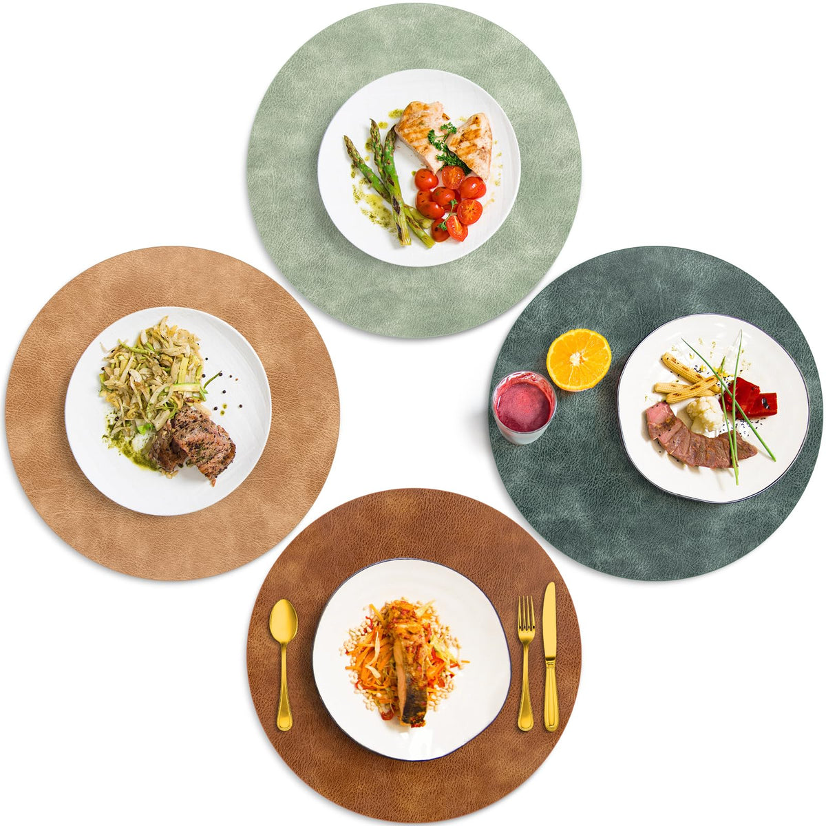 ADRIMER Placemats, Heat Resistant Oval Place Mats Set of 4 Easy to Clean