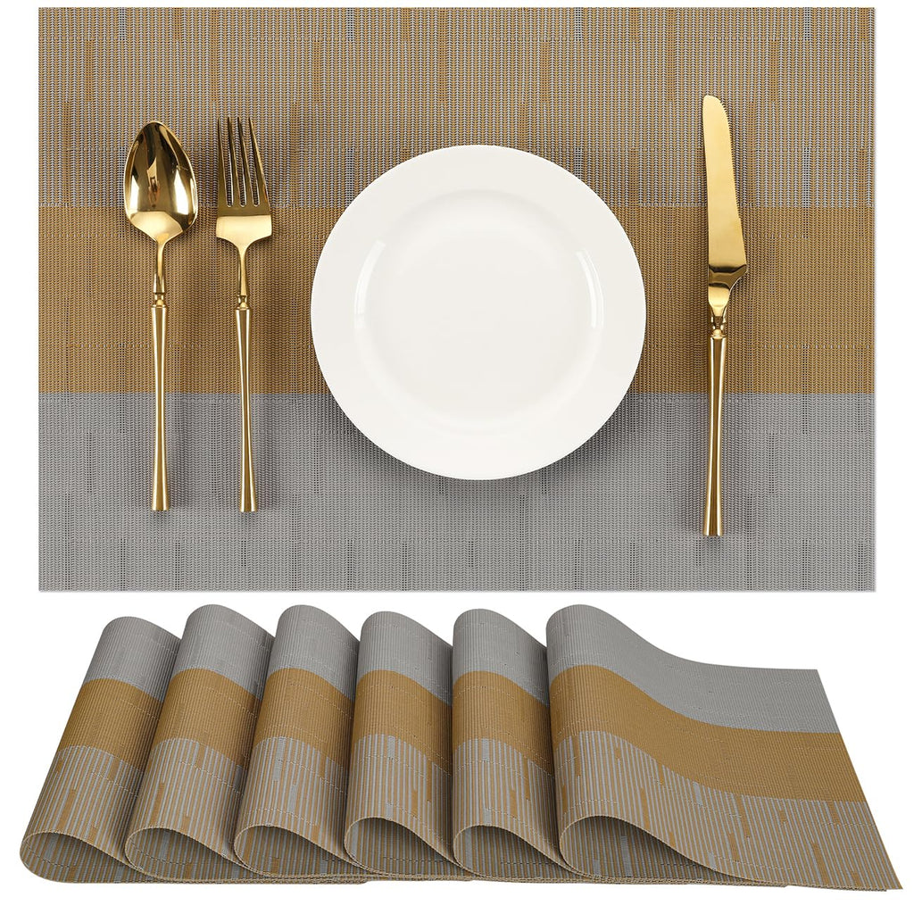Placemats Set of 8, Vinyl Woven Heat-Resistant Place Mats