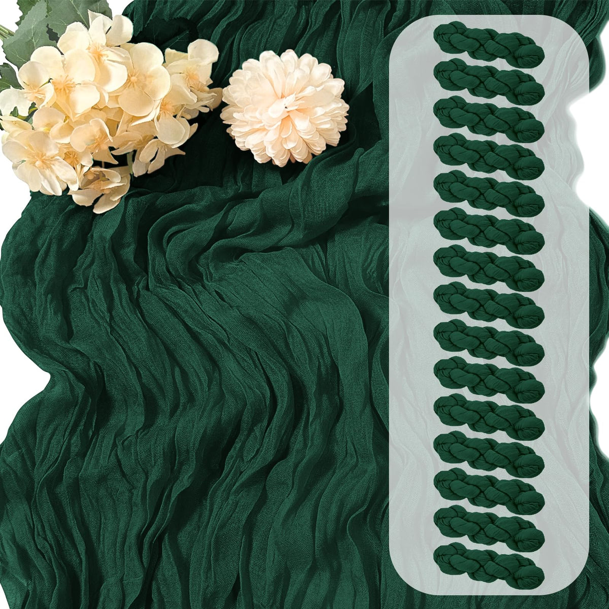 30 Pack Sage Green Cheesecloth Table Runner 17 x 108 inch Cheese Cloth Table Runners 9ft Green Table Runner Rustic Romantic Sheer Gauze Runner for Wedding Party Baby Shower Table Decoration