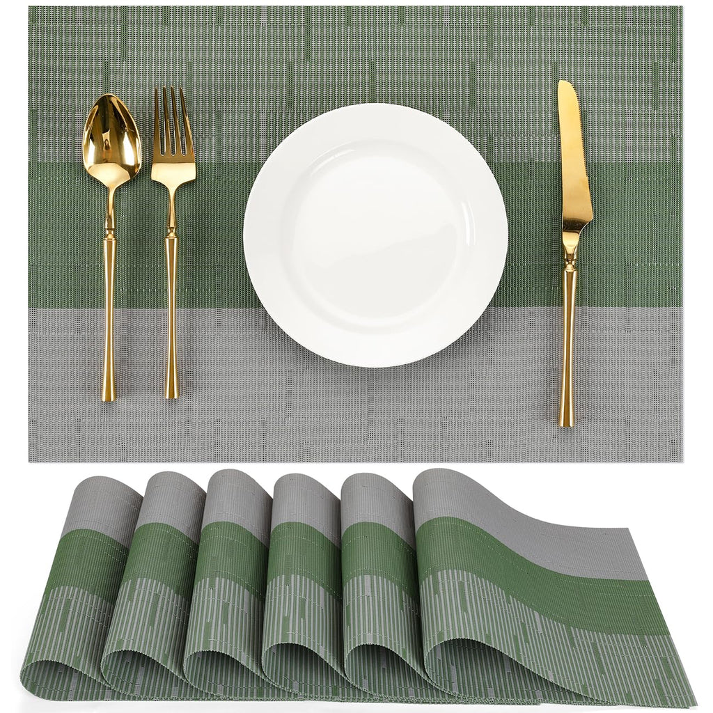 Placemats Set of 8, Vinyl Woven Heat-Resistant Place Mats