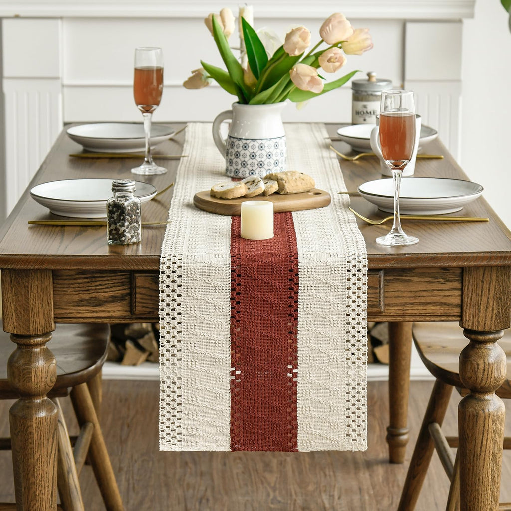 Artoid Mode Caramel Farmhouse Rustic Table Runner 12x72 Inch