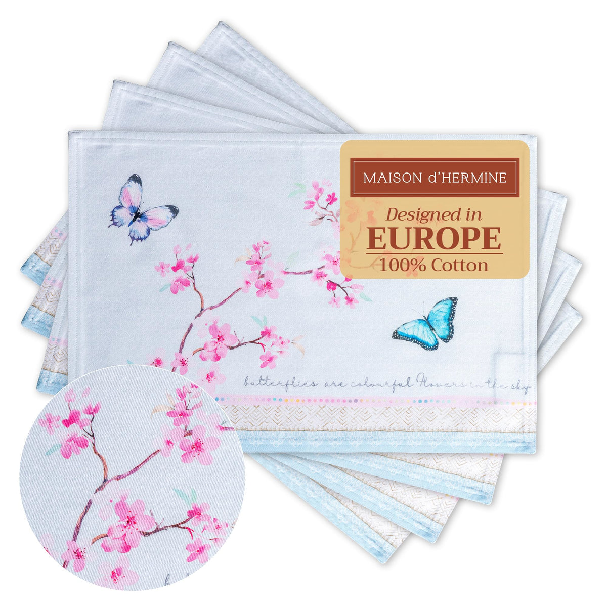 Maison d' Hermine Placemats Set of 4 Reusable 100% Cotton (13"x19")