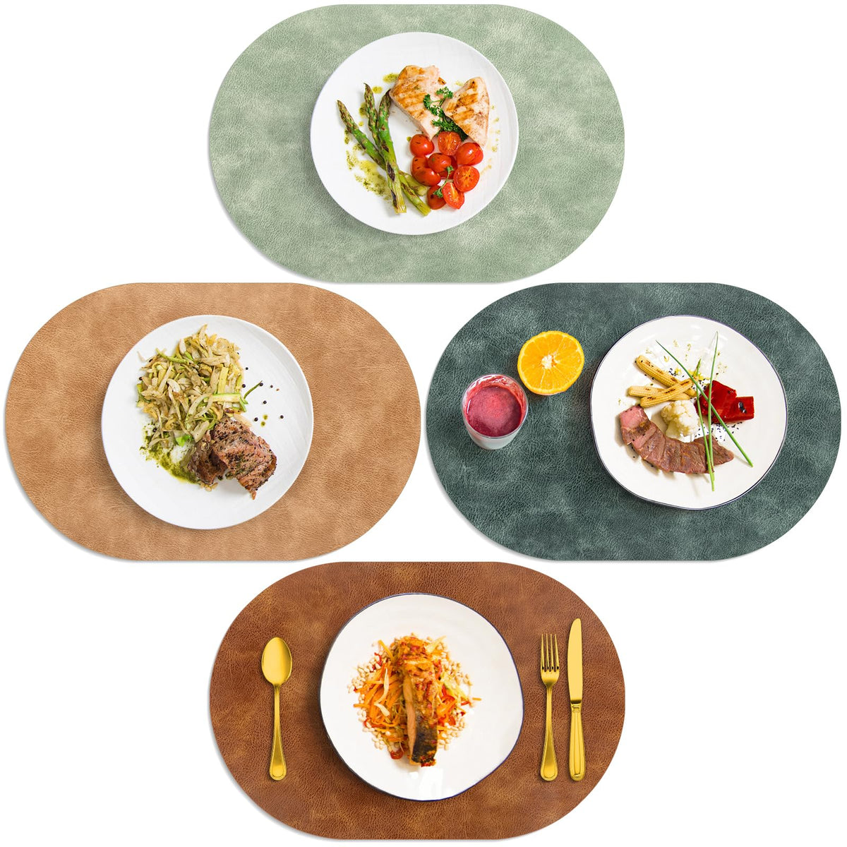 ADRIMER Placemats, Heat Resistant Oval Place Mats Set of 4 Easy to Clean