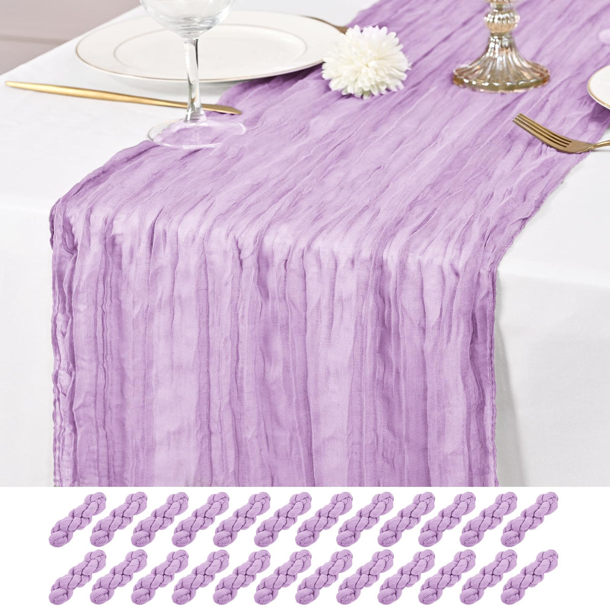12 Pack Ivory Table Runner 10Ft Cheesecloth Table Runner Rustic Gauze Table Runners Romantic Long Cream Sheer Fabric Cheese Cloth Table Runners for Wedding Party Bridal Baby Shower